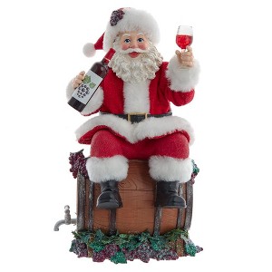 Kurt Adler 10.5 Inch Fabriché Santa Sitting on Wine Barrel - 1 of 4