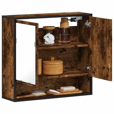 vidaXL Bathroom Mirror Cabinet Smoked Oak Engineered Wood, Metal