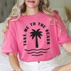 Simply Sage Market Women's Take Me To The Beach Palm Tree Short Sleeve Garment Dyed Tee - 2 of 3
