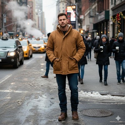 Canada Weather Gear Men’s Duck Canvas Parka|Heavyweight Insulated Winter Jacket with Hood and Full Zipper Closure - Brown - XX Large — фото 2