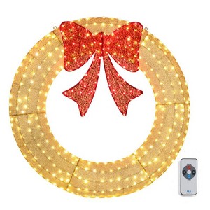 Karl Home 48 inch Pre-lit Gold Christmas Wreath Decoration - 1 of 4
