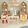 Whisen 5 Piece Kiddy Table and Chair Set , Kids Wood Table with 4 Chairs Set Cartoon Animals - 3 of 4