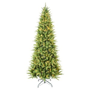 Artificial 8ft Green Christmas Tree with 1612PVC/Hard Needle Mixed Branch Tips, 500L warm white led, memory wire+iron wire - 1 of 4