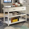 Sevobal Grill Carts and Cabinets with Worktop and Wheels, Movable Cart with Shelves and Drawers for Kitchen, Dining Room, White, 47.25"*19.69"*36" - 2 of 4