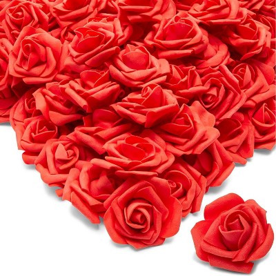 Bright Creations 200 Pack Red Artificial Rose Fake Faux Flower Heads for Engagement, Party & Wedding Decorations, Crafts, 2 in