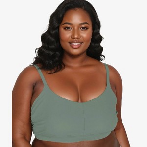 Calypsa Women's Plus Size Adjustable Strap Clasp Swim Bra - 1 of 3