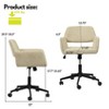 FurnitureR Home Office Chair, Fabric Upholstered Vanity Chairs with Rolling Wheels, Adjustable Study Desk Chair Mid Back for Living Room, Beige - 2 of 4