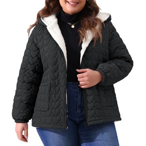 Agnes Orinda Women's Plus Size Faux Fur Warm Long Sleeve Hooded Jacket - 1 of 4