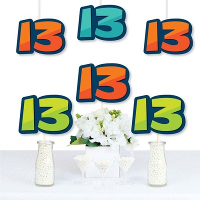 Big Dot of Happiness Boy 13th Birthday - Thirteen Shaped Decorations DIY Official Teenager Birthday Party Essentials - Set of 20