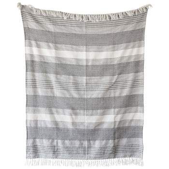 Hand Woven Striped Outdoor Picnic Blanket Gray Polyester by Foreside Home & Garden