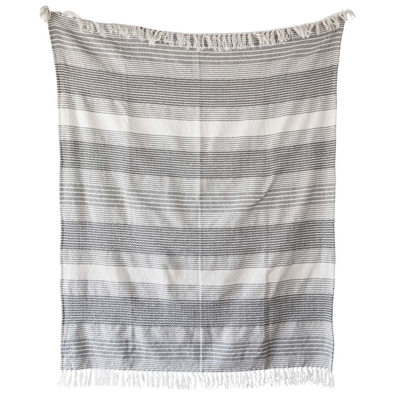 Hand Woven Striped Outdoor Picnic Blanket Gray Polyester by Foreside Home & Garden, 1 of 8