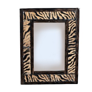 HomeRoots 4" x 6" Brown Zebra Distressed Solid Wood Tabletop Picture Frame with Mat - 1 of 4