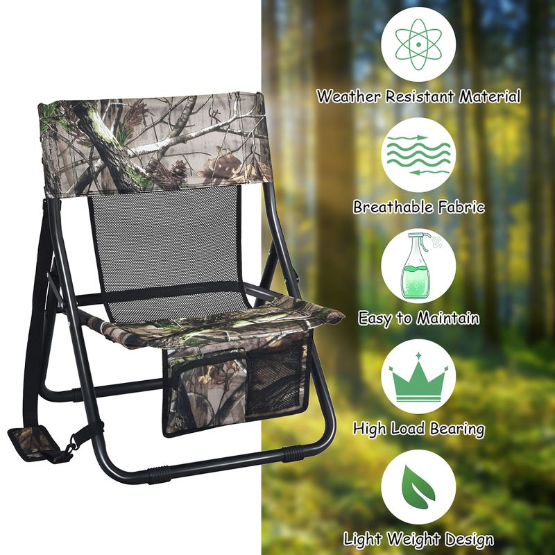 Costway Folding Hunting Chair Portable Outdoor Camping Woodland Camouflage Hunting Seat, 4 of 10