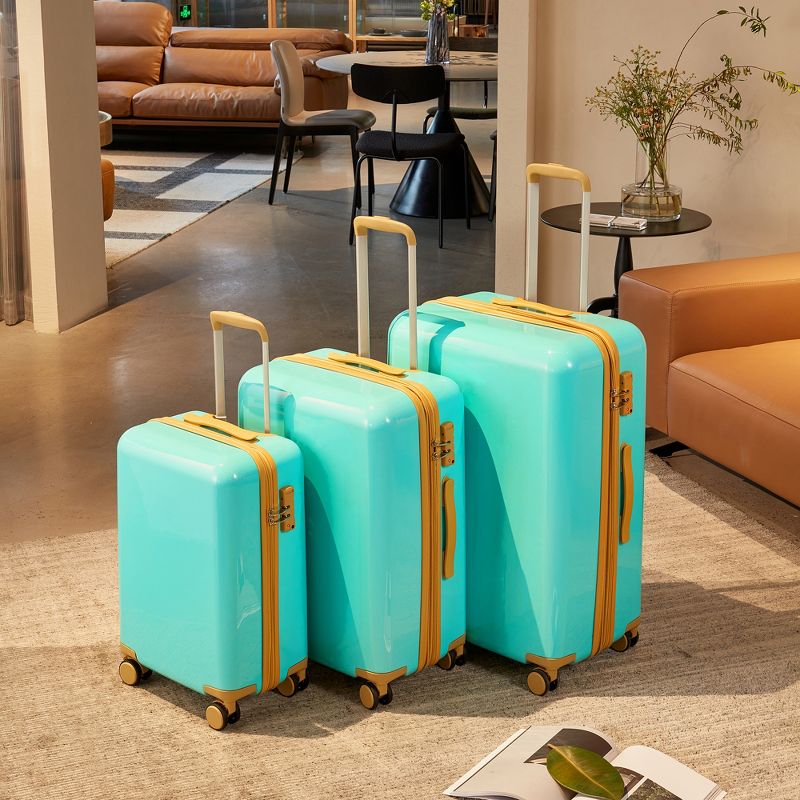 3pc Luggage Sets,  Expandable Hardshell Spinner Lightweight Gradient Suitcase with TSA Lock 20''/24''/28'' 4M -ModernLuxe, 2 of 13