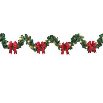 Collections Etc 9ft Lighted Garland With Bows