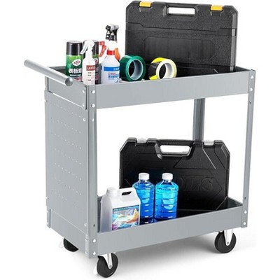 2 Tier Metal Utility Cart,330 Lbs Metal Heavy Duty Collapsible Utility Cart On Wheels,for Mechanic, Garage,Workshop, Warehouse & Repair Shop