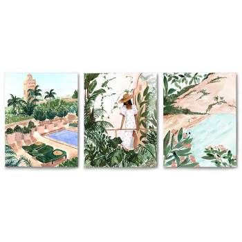 Americanflat Boho Boho Tropical Paradise By Sabina Fenn Triptych Wall Art - Set Of 3 Canvas Prints