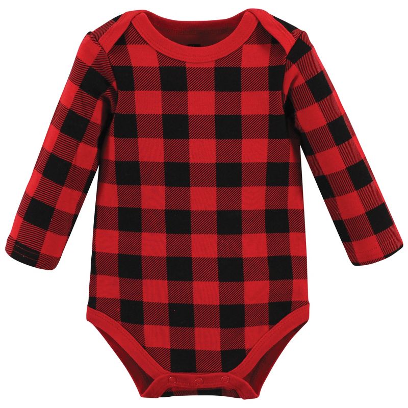 Hudson Baby Infant Boy Cotton Long-Sleeve Bodysuits, Buffalo Plaid Family, 4 of 6