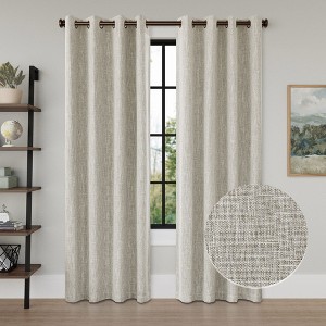 Awesome Home  Linen Texture Blackout Grommet Curtains Pair(2 Panels) - 1 of 4