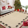 Christmas Area Rug with Bells Holly Berry Ribbon Garland, Festive Throw Carpet for Living Room Bedroom Kitchen Office - 2 of 4