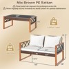 Costway 2 Pieces Patio PE Wicker Furniture Set Outdoor Acacia Wood Loveseat for Porch - 3 of 4