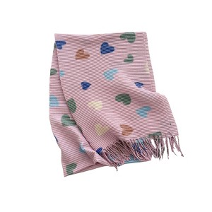 Anna-Kaci Women’s Heart Pattern Soft Knit Scarf with Delicate Fringe Edges and Lightweight Cozy Texture Designed - 1 of 3