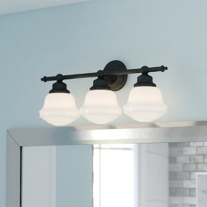 VAXCEL Huntley LED Compatible Farmhouse Bathroom Vanity Wall Fixture White Schoolhouse Glass - 1 of 4