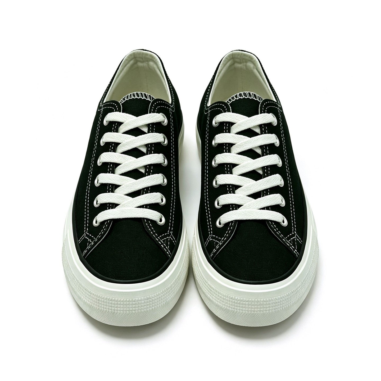Мужские кроссовки Bangka Canvas Sneakers Classic Lace Up Fashion Casual Shoes, Black, цвет: Чёрный — фото 4