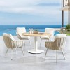 Complete Garden Dining Group Contour Cushioned Chairs & Circular HardwoodTexture Table - 3 of 4