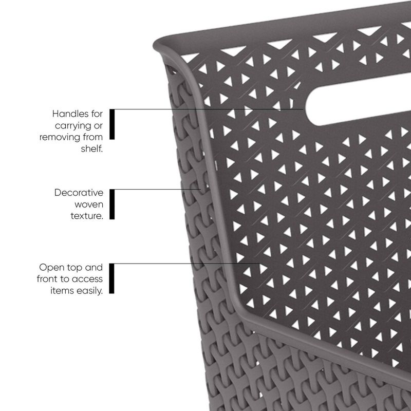 Y-Weave Narrow Easy Access Decorative Storage Basket Gray - Brightroom&#8482;, 5 of 7