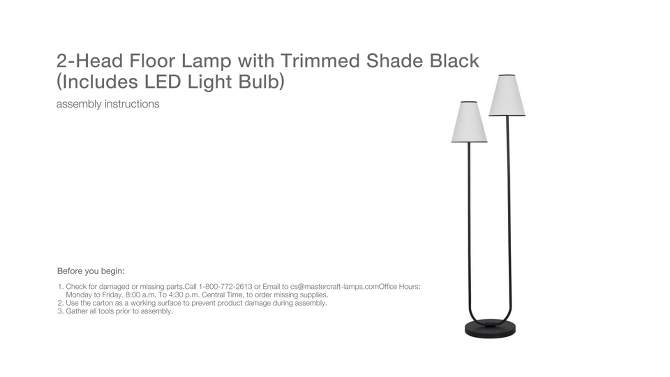 2-Head Floor Lamp with Trimmed Shade Black (Includes LED Light Bulb) - Threshold&#8482; designed with Studio McGee, 2 of 9, play video