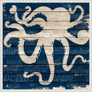 22"x22" Coastal Wonder I Octopus by Gina Ritter Framed Canvas Wall Art Print White - Amanti Art - 1 of 4