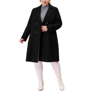 Agnes Orinda Women's Plus Size Fashion Notched Lapel Double Breasted Pea Coats - 1 of 4