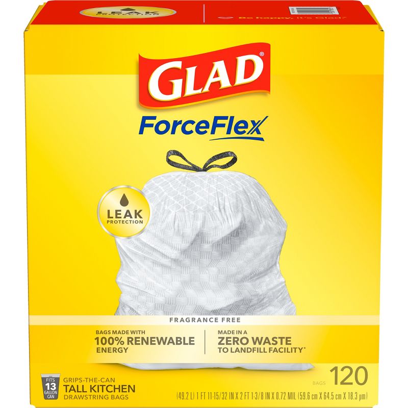 Glad ForceFlex Tall Kitchen Drawstring Trash Bags - Unscented - 13 Gallon, 3 of 16