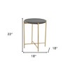HomeRoots 22" Gray and Gold Marble and Iron Round End Table - 3 of 4