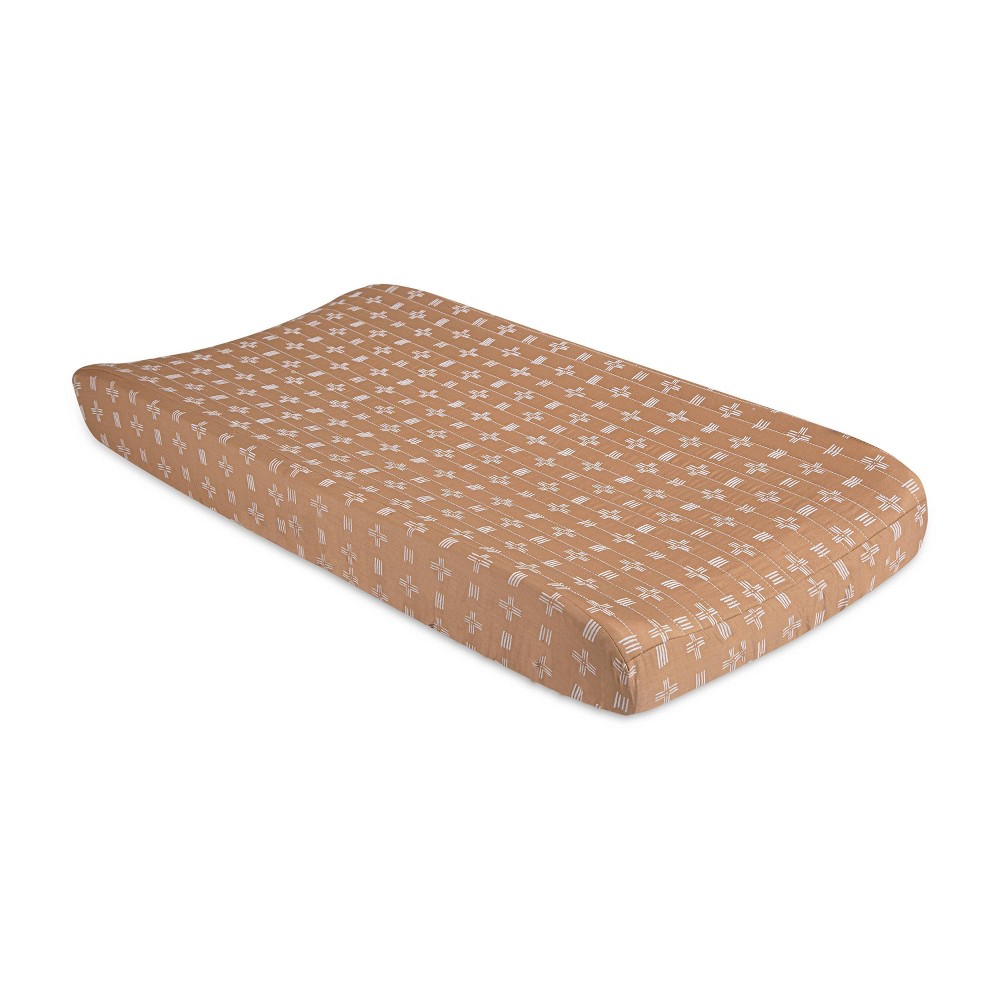 Photos - Changing Table Crane Baby Cotton Quilted Changing Pad Cover - Ezra Copper Dash