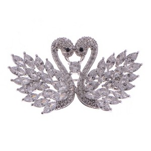 Alilang Elegant Crystal Swan Brooch with Marquise Rhinestone Feather Detailing - 1 of 4