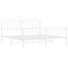 vidaXL Robust Steel Bed Frame with Elegant Design - White Metal Bedstead with Headboard and Footboard - 3 of 4