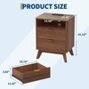 Modern Bedroom Nightstand With 2 Drawers, Wooden Sofa Side Table with Storage, Accent Bedside Table for Small Space, Narrow End Table - 2 of 4