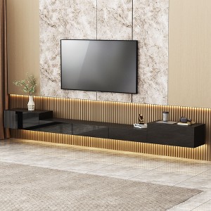 Famapy Black Wall Mounted Entertainment Center With LED Light - 1 of 4