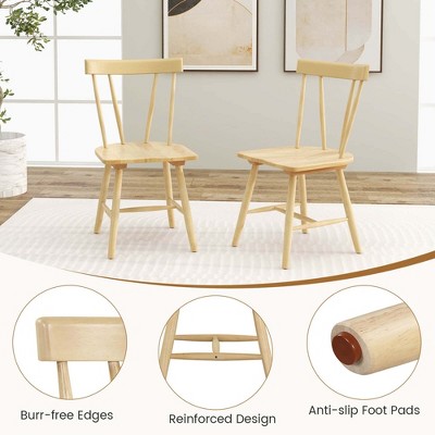 Natural Rubber Wood High Back Windsor Side Chairs