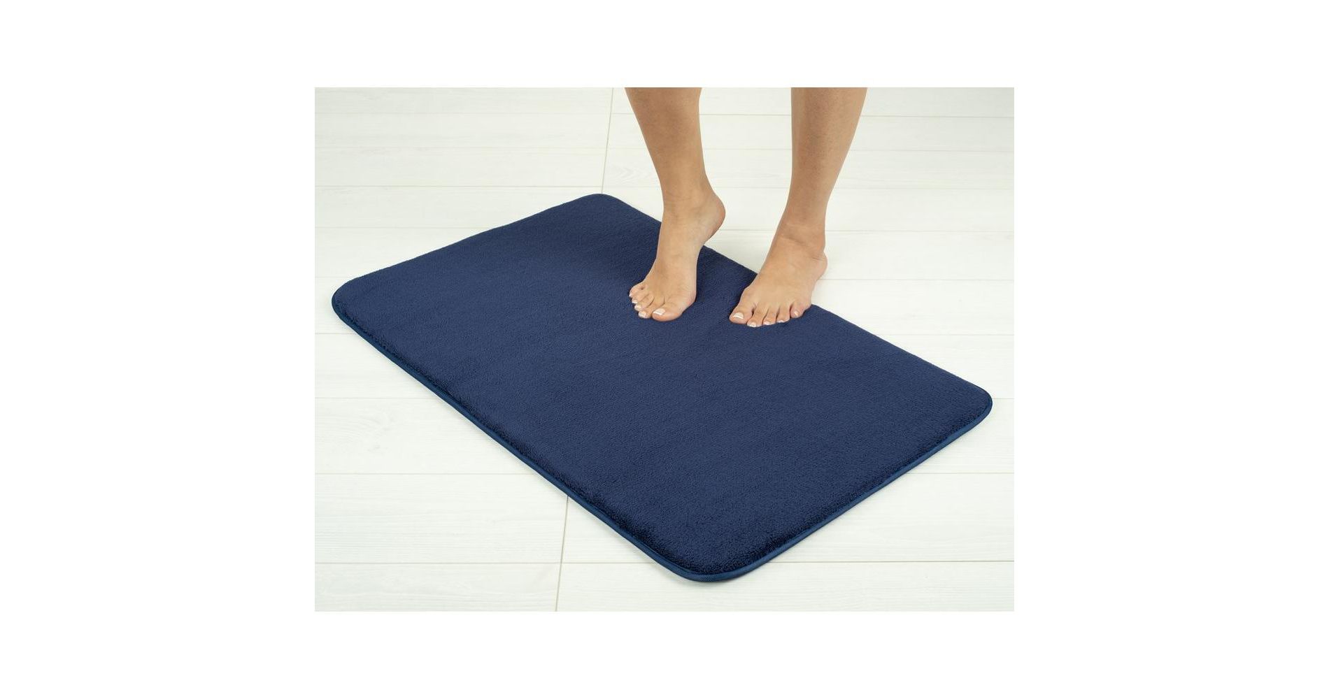 American Soft Linen Fluffy Foamed Non Slip Bath Rug, 21 in 32 in Bath Rugs for Bathroom, 100% Polyester Bath Mat Rugs, Navy Blue