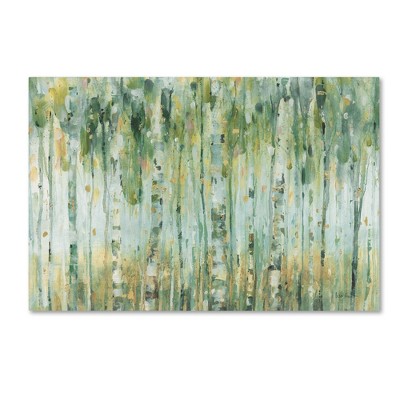 Large Green and Gold Abstract Forest Canvas Art
