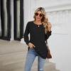 Women's Casual Crew Neck Sweatshirt Loose Soft Long Sleeve Pullover Tops Solid Color T-Shirt - 3 of 4