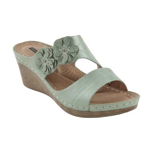 GC Shoes Rita Flower Comfort Slide Wedge Sandals - 1 of 4
