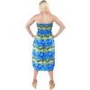 LA LEELA Women's House Daily Routine Evening Wear Strapless Mini Elastic Tube Top Tube Casual Backless Dress Top Short Club One Size Blue, Tree - 3 of 4