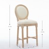 RISOKEYS Solid Wood Bar Stools Set - Classic French Country Style, Upholstered Seating, 26 Inches Bar Seat Height, Set of 2 - Beige and Natural - 3 of 4