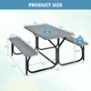 Gymax Picnic Table & Bench Set Outdoor Picnic Table Bench Set w/ Metal Frame & All Weather-resistant Surface Camping Table Set Black/Green/Grey/White - 4 of 4