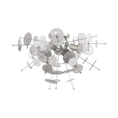 Circulo Polished Chrome 4-Light Ceiling Mount with Geometric Glass Discs