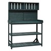 JUJABU 65" Large Wooden Farmhouse Rustic Outdoor Potting Bench Table,  with 4 Storage Shelves and Side Hook - 2 of 4